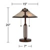 Franklin Iron Works Samuel Industrial Desk Lamp 20" High Rubbed Bronze with USB Charging Port Natural Mica Shade for Bedroom Living Room Bedside Desk - 4 of 4