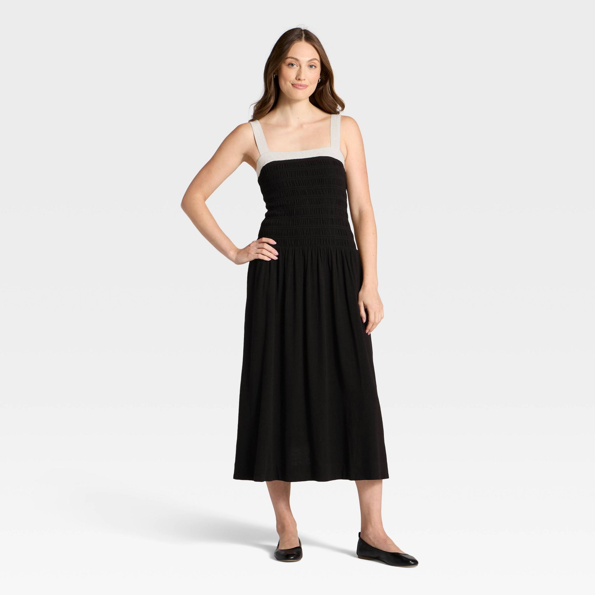 Women's Smocked Midi A-Line Dress - Universal Thread™