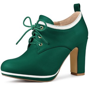 Allegra K Women's Platform Lace Up Chunky Heels Ankle Boots - 1 of 4