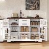 ORRD 54.9" Black Kitchen Island with Drop Leaf, Power Outlet, Glass Door & 4-Door Storage on Rolling Wheels - 3 of 4