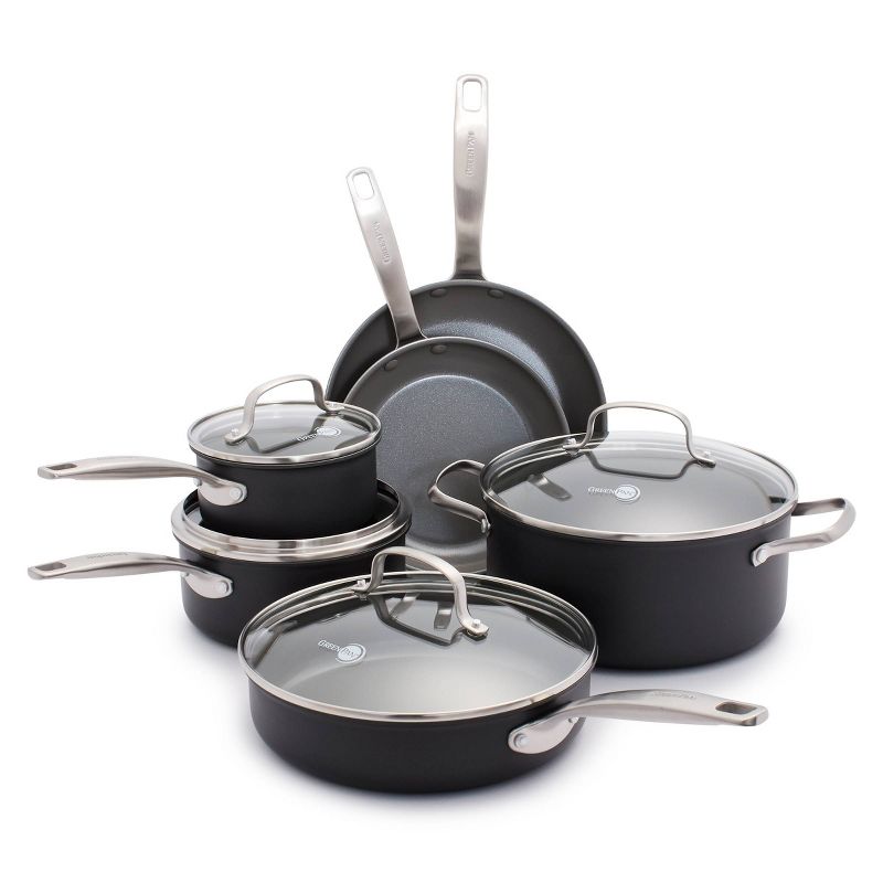 GreenPan Chatham 10pc Hard Anodized Healthy Ceramic Nonstick Cookware Set Gray, 1 of 16