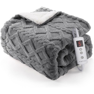 Acekool Heated Throw Blanket, Thick Electric Blanket with 10 Heat Levels and Timer, Machine Washable