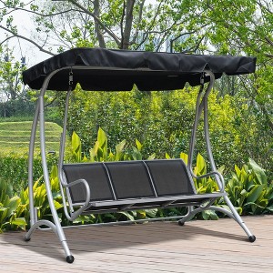 CAVINAS 3-Seat Outdoor Porch Swing Chair,Patio Swing with Adjustable Canopy and Breathable Seat,Outdoor Swing for Poolside,Porch,Garden - 1 of 4
