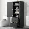 61 Inch Tall Bathroom Storage Cabinet, Bathroom Cabinets With 2 Drawers And Adjustable Shelf, Bathroom Cabinets Modern-Cuddlewood - 2 of 4