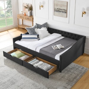 Queen Size Upholstered Daybed with Drawers for Bedroom - 1 of 4
