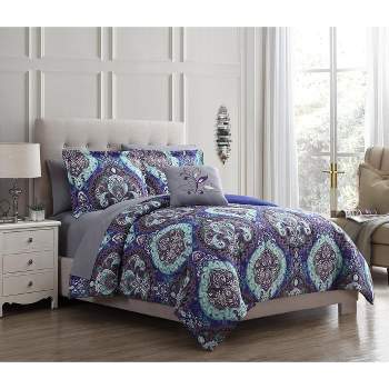 Modern Threads Printed Reversible Complete Bed Set Cathedral.