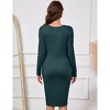 Coolmee Women Maternity Square Neck Long Sleeve Chest Hollow Knit Bodycon Wrap Midi Dress For Photoshoot Baby Shower - 3 of 4