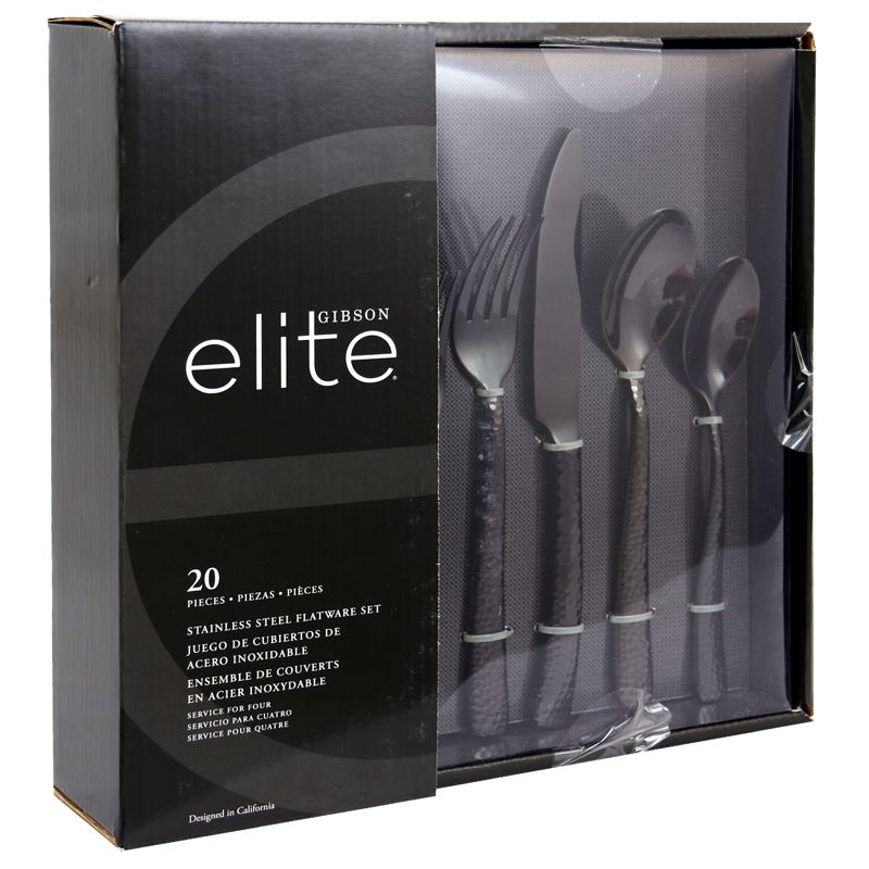 Gibson Elite Stonehenge 20 Piece Flatware Set in Black, 1 of 6