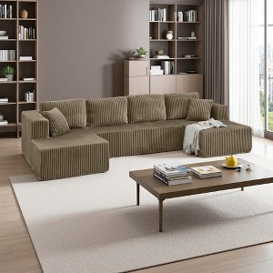 132.48" Corduroy U-Shaped Modular Sectional Sofa, Minimalist Style - 1 of 4
