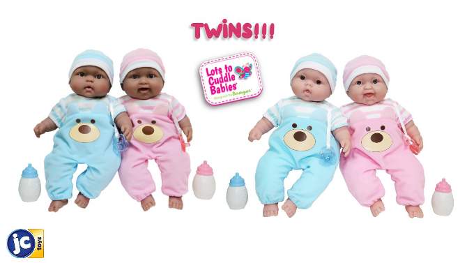 JC Toys Lots to Cuddle Babies 13&#34; Doll Twin Set, 2 of 8, play video