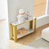 PAGED 48.8" Faux Marble Console Table with Metal Frame, Modern Narrow Entryway Table with 2-Tier Storage, Entryway Sofa Side Table - 4 of 4