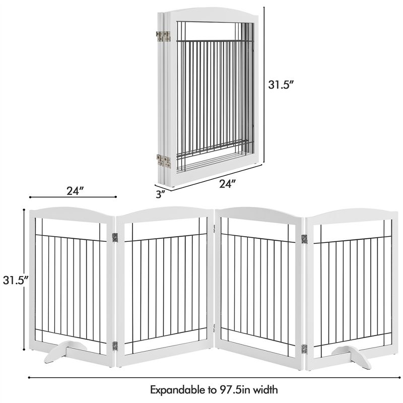 Yaheetech 31.5″ Height Pet Gate with Wood and Wire for Doorway, 3 of 8