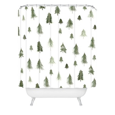 Gabriela Fuente Winter Forest Shower Curtain Green - Deny Designs