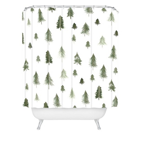 Gabriela Fuente Winter Forest Shower, Green Forest Shower Curtain