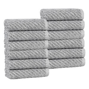 Viscose Cotton Blend Medium Weight Soft Textured Diagonal Ribbed Towel Set by Blue Nile Mills - 1 of 4
