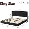 King Size Floating Bed Frame with RGB LED and Charging Station,Upholstered Platform with Storage Headboard,Button Tufted Design,No Box Spring Needed - 3 of 4