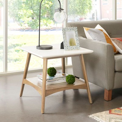 NicBex Mid-Century Style Coffee Table with White Top & Wooden Legs,End Table/Center Tables for Living Room