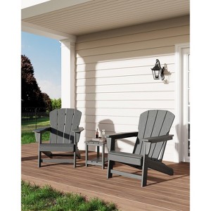 Modern Oversized Adirondack Chairs Set of 2 with Side Table - HDPE Poly Lumber, 380lb Capacity & Weather-Resistant for Patio, Fire Pit - 1 of 4