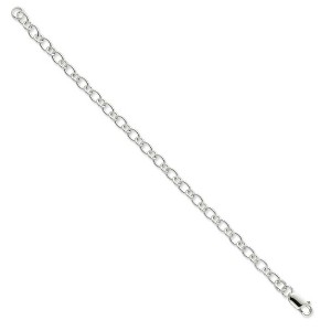 Black Bow Jewelry Rhodium Plated Sterling Silver 5.2mm Solid Fancy Cable Anklet - 1 of 3