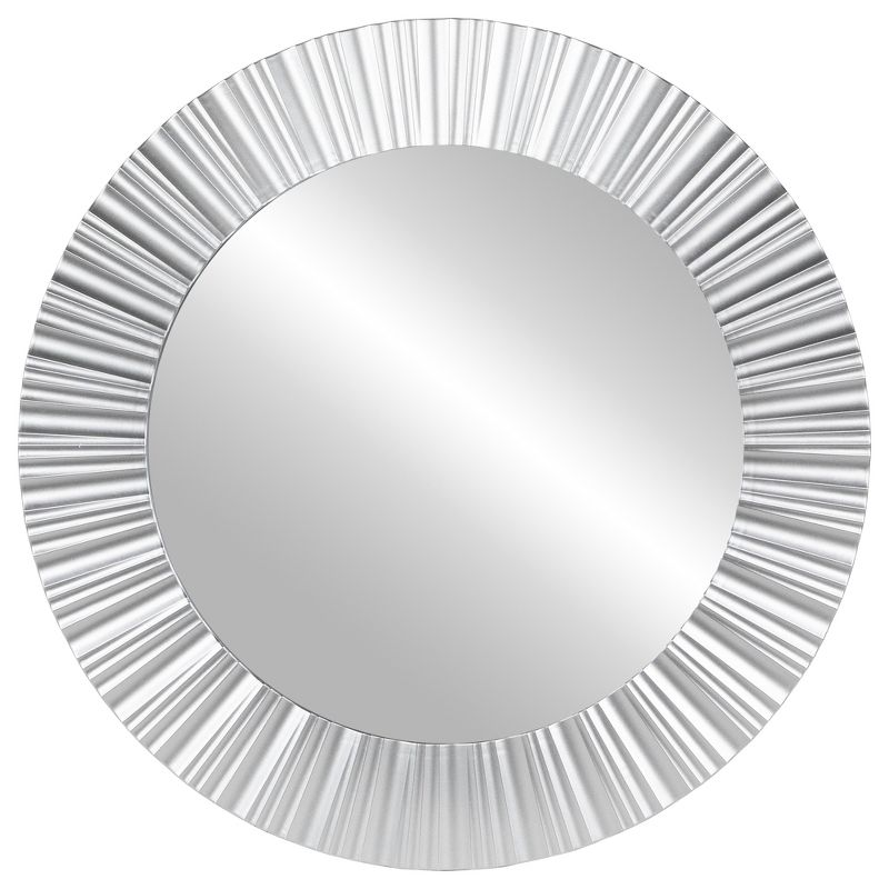 Northlight 20" Silver Contemporary Fluted Round Mirror Wall Decor, 1 of 8
