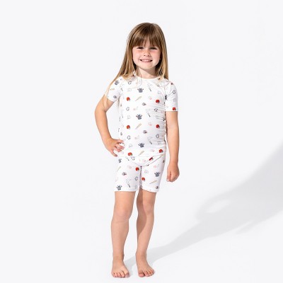 Bellabu Bear Kids Baseball Bamboo Kids Pajama Short Set