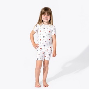 Bellabu Bear Kids Baseball Bamboo Kids Pajama Short Set - 1 of 4
