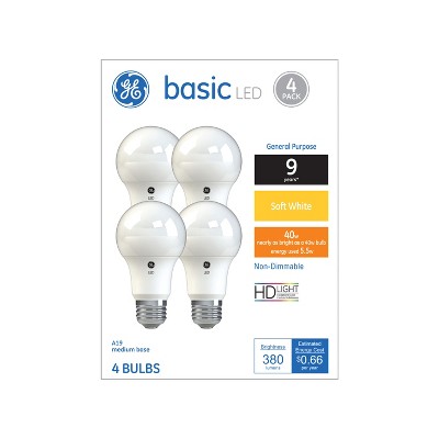 General Electric 4pk 40W Ca Basic LED Light Bulb SW Non Dimming Reg Life