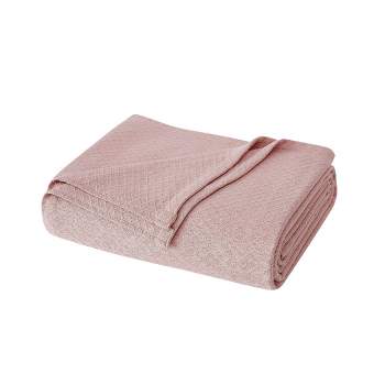King Deluxe Woven Cotton Bed Blanket Blush - Charisma