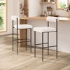 Zuo Modern Livorno Barstool Set of 2,40.2" H Ivory Shearling Fabric Plush Seat Black Steel Frame Modern Style - 2 of 4