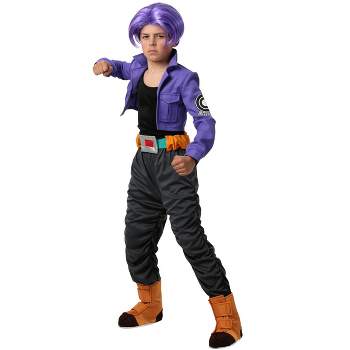 HalloweenCostumes.com Kid's Dragon Ball Z Trunks Costume, Saiyan Anime Halloween Costume with Purple Wig.