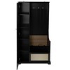 NicBex Hall Tree with Bench 35 In Hall Trees for Entryway with 3 Hooks, 1 Shoe Cabinet, and Large Side Storage Cabinet, Black - 3 of 4