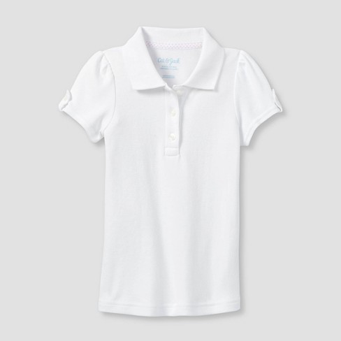 Toddler Girls' Short Sleeve Interlock Uniform Polo Shirt - Cat & Jack™ White - image 1 of 3