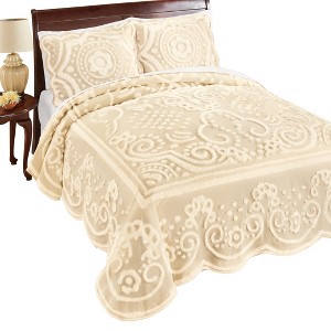 Collections Etc Scalloped  Chenille Bedspread - 1 of 3