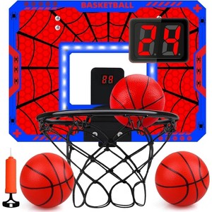 Mini Basketball Hoop with LED Scoreboard Door Mount Honeycomb Pattern Toy for Ages 5-12 Boys Girls - 1 of 4