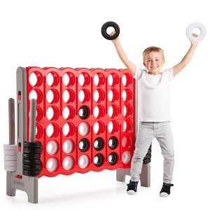 Costway Jumbo 4-to-Score 4 in A Row Giant Game Set Outdoor Indoor Kids Adults Family Fun Red\Black - 1 of 4