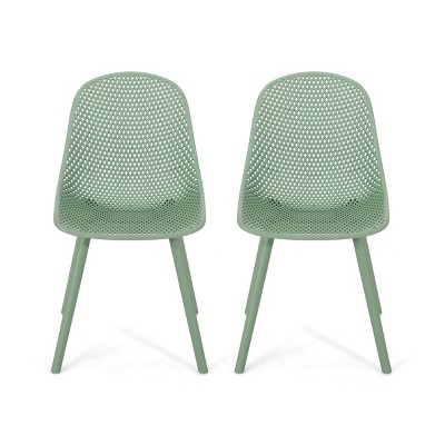 Posey 2pk Resin Modern Dining Chairs - Green - Christopher Knight Home