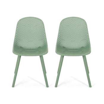 Posey 2pk Resin Modern Dining Chairs - Green - Christopher Knight Home