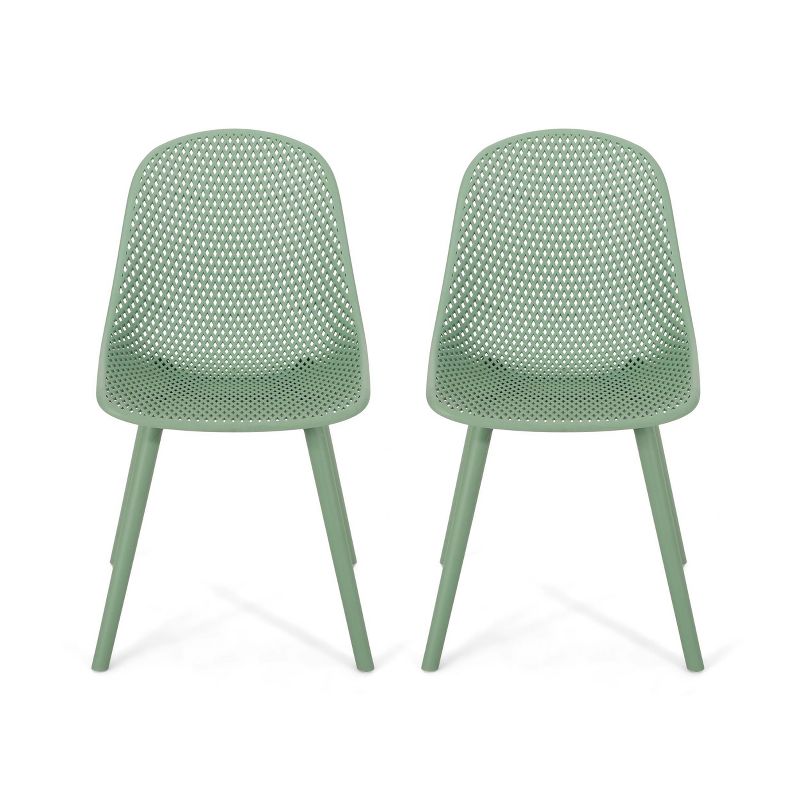 Posey 2pk Resin Modern Dining Chairs - Green - Christopher Knight Home, 1 of 10