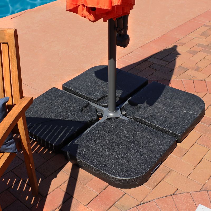 Sunnydaze Outdoor Heavy-Duty Fillable Cantilever Offset Cross Style Patio Umbrella Base Weight Plates - Black - 4pk, 3 of 13
