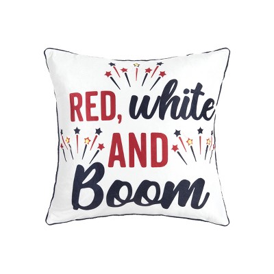 C&F Home 18" x 18" Red, White And Boom Light-Up LED July 4th Light-Up Throw Pillow