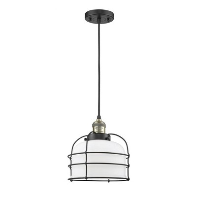 Bell Cage - 1 Light Cord Hung Mini Pendant In Traditional Style-10 Inches Tall and 9 Inches Wide