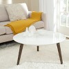 Josiah Retro Mid Century Round Lacquer Coffee Table - White/Dark Brown - Safavieh - image 2 of 4