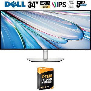 Dell UltraSharp 34" WQHD 120Hz Curved Thunderbolt Hub Monitor w/ 2 YR Warranty Bundle - 1 of 4