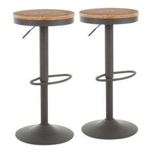 Set of 2 Dakota Adjustable Industrial Barstools Gray: Metal Frame, Swivel Seat, Rustic Style - LumiSource - 1 of 4