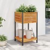 vidaXL Garden Planter with Shelf - Acacia Wood & Steel - 17.7" x 17.7" x 31.5" - Indoor/Outdoor Flower Box - 2 of 4