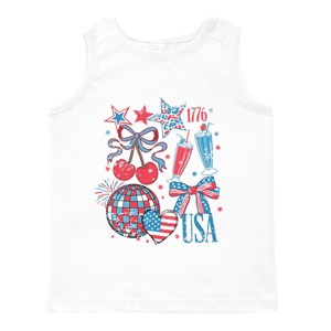 The Juniper Shop Patriotic Disco Collage Toddler Tank - 1 of 4
