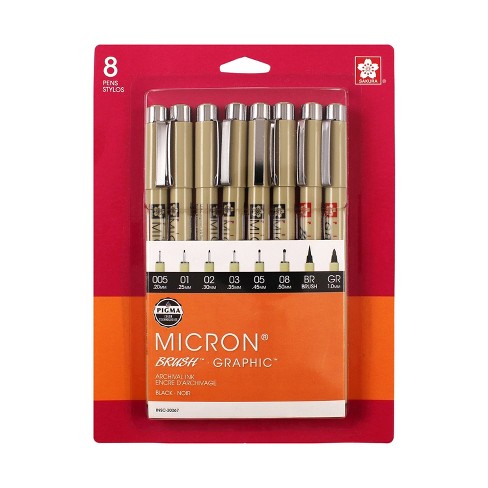 Pigma 8ct Micron Drawing Pens Black Tones - Sakura : Target