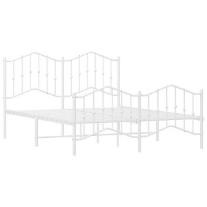 vidaXL Metal Bed Frame without Mattress with Footboard White Queen - 1 of 4