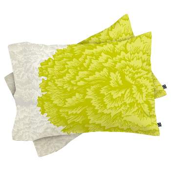 Caroline Okun Lucent Standard Lightweight Pillowcase Heathered Gray/Lime - Deny Designs