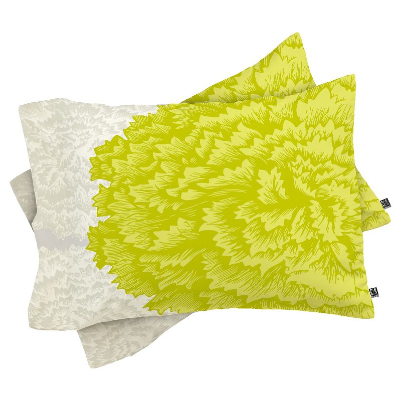 Caroline Okun Lucent Standard Lightweight Pillowcase Heathered Gray/Lime - Deny Designs, 1 of 5